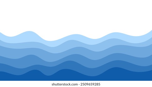 Sea waves. Blue river ocean wave layer background. Seamless sea pattern. Water wave abstract design. Vector illustration