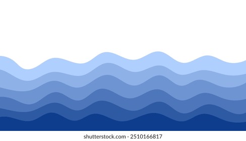 Sea waves. Blue river ocean wave layer background. Seamless sea pattern. Water wave abstract design. Vector illustration