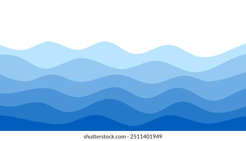 Sea waves. Blue river ocean wave layer vector background illustration