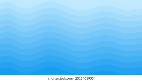 Sea waves. Blue river ocean wave layer vector background illustration