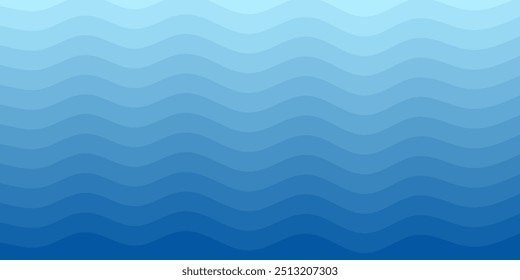 Olas del mar. Ilustración de fondo de Vector de capa de onda de océano de río azul