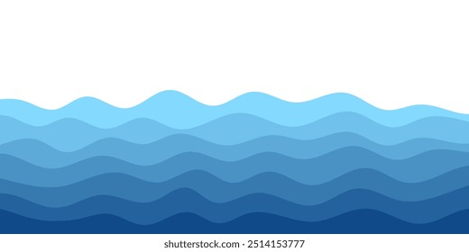 Ondas do mar. Ilustração de fundo de vetor de camada de ondas oceânicas de rio azul