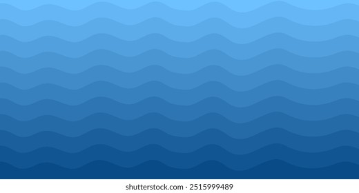 Sea waves. Blue river ocean wave layer background. Seamless sea pattern. Water wave abstract design. Vector illustration