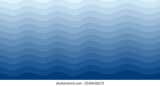 Ondas do mar. Fundo da camada de ondas oceânicas do rio azul. Padrão do mar sem costura. Projeto abstrato de onda de água. Ilustração vetorial