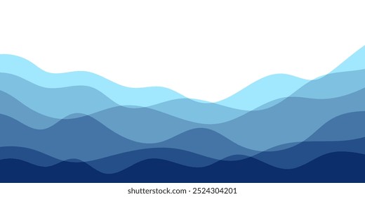 Olas del mar. Fondo azul de la capa de la onda del océano del río. Patrón de mar sin fisuras. Diseño abstracto de la onda del agua. Ilustración vectorial