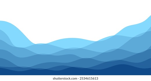 Sea waves. Blue river ocean wave layer vector background illustration