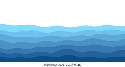 Sea waves. Blue river ocean wave layer vector background illustration