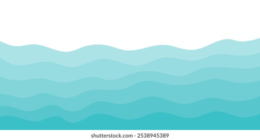 Sea waves. Blue river ocean wave layer vector background illustration