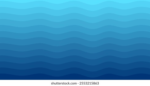 Olas del mar. Ilustración de fondo de Vector de capa de onda de océano de río azul
