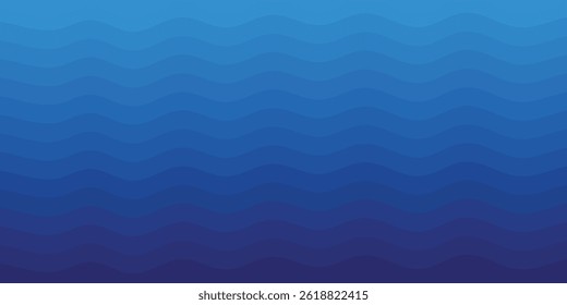 Sea waves. Blue river ocean wave layer vector background illustration