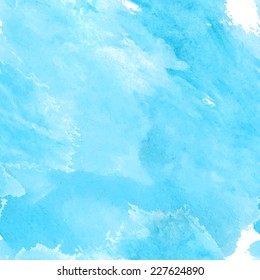 Sea waves blue watercolor seamless background design, made in vector.