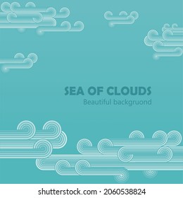 Sea waves, clouds, ripples, beautiful background vector illustration.