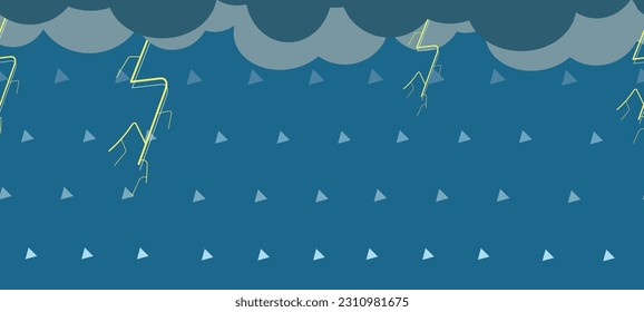 Sea waves and clouds. Vector horizontal seamless landscape.