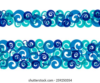 Sea waves decorative elements. Seamless stripes