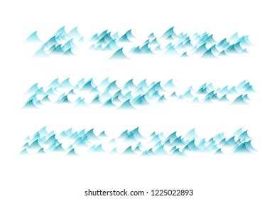 Sea waves design elements. Horizontal borders.