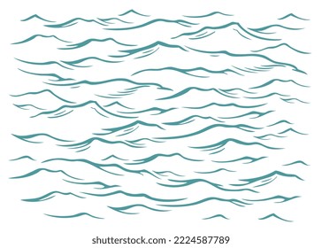 Sea waves. Editable hand drawn illustration. Vector vintage engraving. Isolated on white background. 8 eps