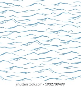 Sea waves. Editable vector vintage illustration. Seamless wallpaper pattern. 8 EPS