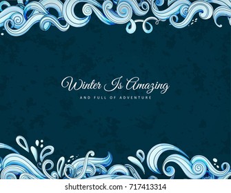 Sea waves. Hand drawn background. Vector illustration.