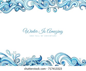 Sea waves. Hand drawn background. Vector illustration.