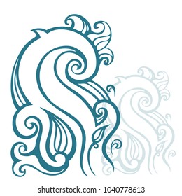 Sea waves. Hand drawn vector illustration. Design element.