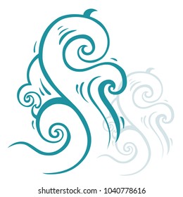 Sea waves. Hand drawn vector illustration. Design element.