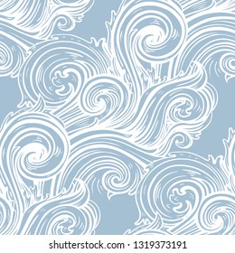 Sea waves. Hand drawn vector illustration. Can be used for wallpaper, textile, phone case print