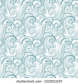 Sea waves. Hand drawn vector illustration. Can be used for wallpaper, textile, phone case print