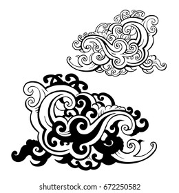 Sea waves. Hand drawn vector illustration. Design element.