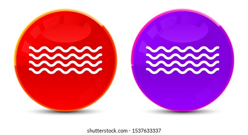 Sea waves icon isolated on glossy round buttons illustration