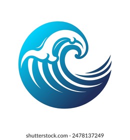 Icono de olas marinas. Icono de las olas, diseño del logotipo en diseño plano. Ilustración vectorial. Símbolo de tormenta