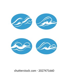 Plantilla de ilustración de conjunto de iconos de ondas marinas