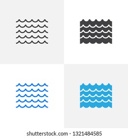 Sea waves icon.   Water, flood outline and filled vector sign. Symbol, logo illustration. Different style icons set