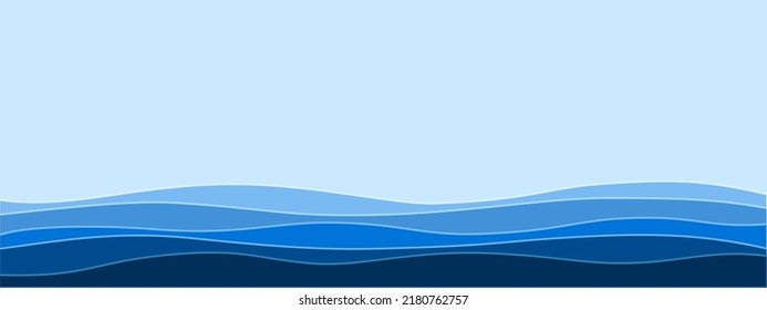 Fondo de textura de la ilustración de las olas del mar con espacio de copia. Fondo plano