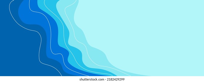 Sea waves illustration texture background with copy space. Flat lay backdrop