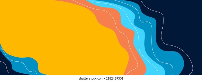 Sea waves illustration texture background with copy space. Flat lay backdrop