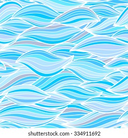 Sea waves illustration. Wallpaper seamless textile surface pattern.