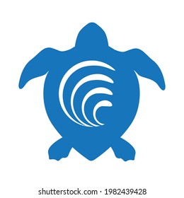 sea waves inside turtle shell, vector