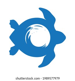 sea waves inside turtle shell, vector