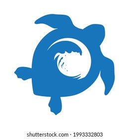 sea waves inside turtle shell, vector