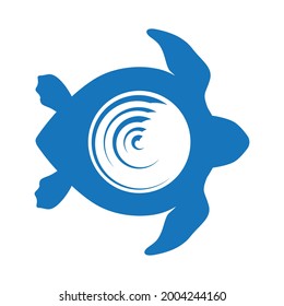 sea waves inside turtle shell, vector