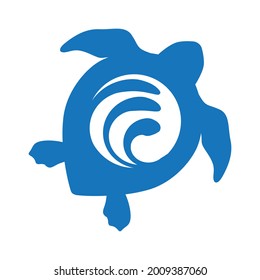 sea waves inside turtle shell, vector