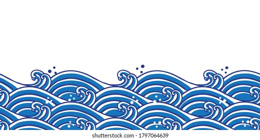 Sea waves japanese style illustration