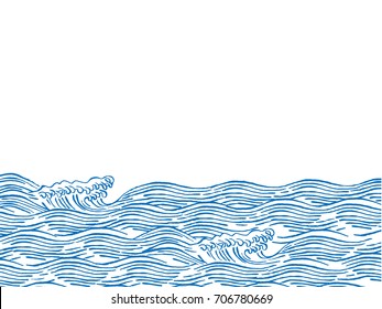 Sea waves japanese style illustration