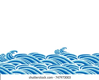 Sea waves japanese style illustration