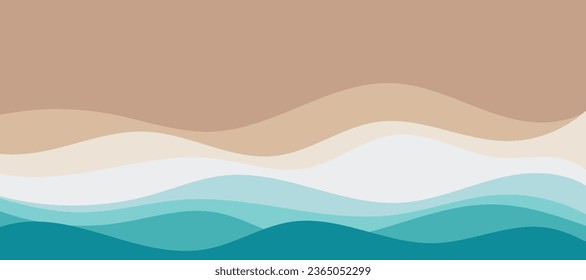 Sea waves layer vector background illustration. Sea beach vector illustration.