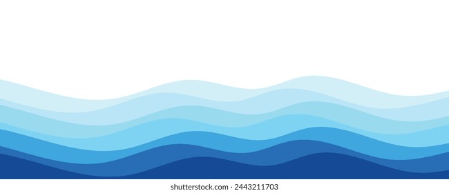 Sea waves layer vector background illustration. Sea beach vector illustration.