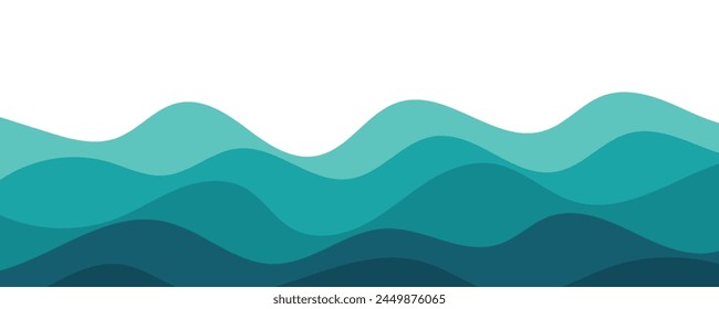 Sea waves layer vector background illustration. Sea beach vector illustration.
