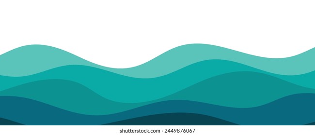 Sea waves layer vector background illustration. Sea beach vector illustration.
