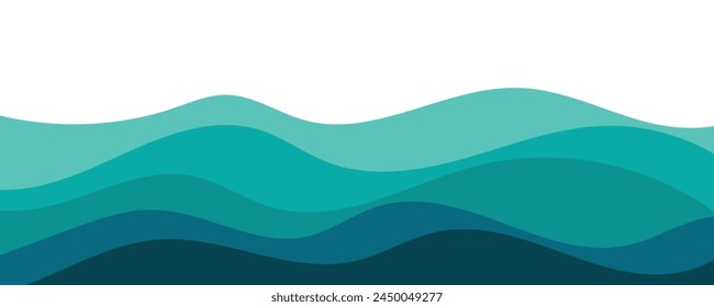 Sea waves layer vector background illustration. Sea beach vector illustration.
