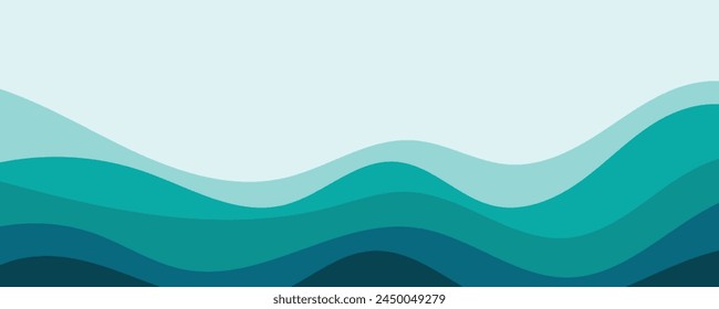 Sea waves layer vector background illustration. Sea beach vector illustration.
